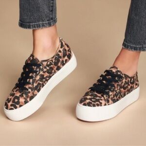 Steve Madden Emmi Platform Sneakers in Leopard with White Bottoms